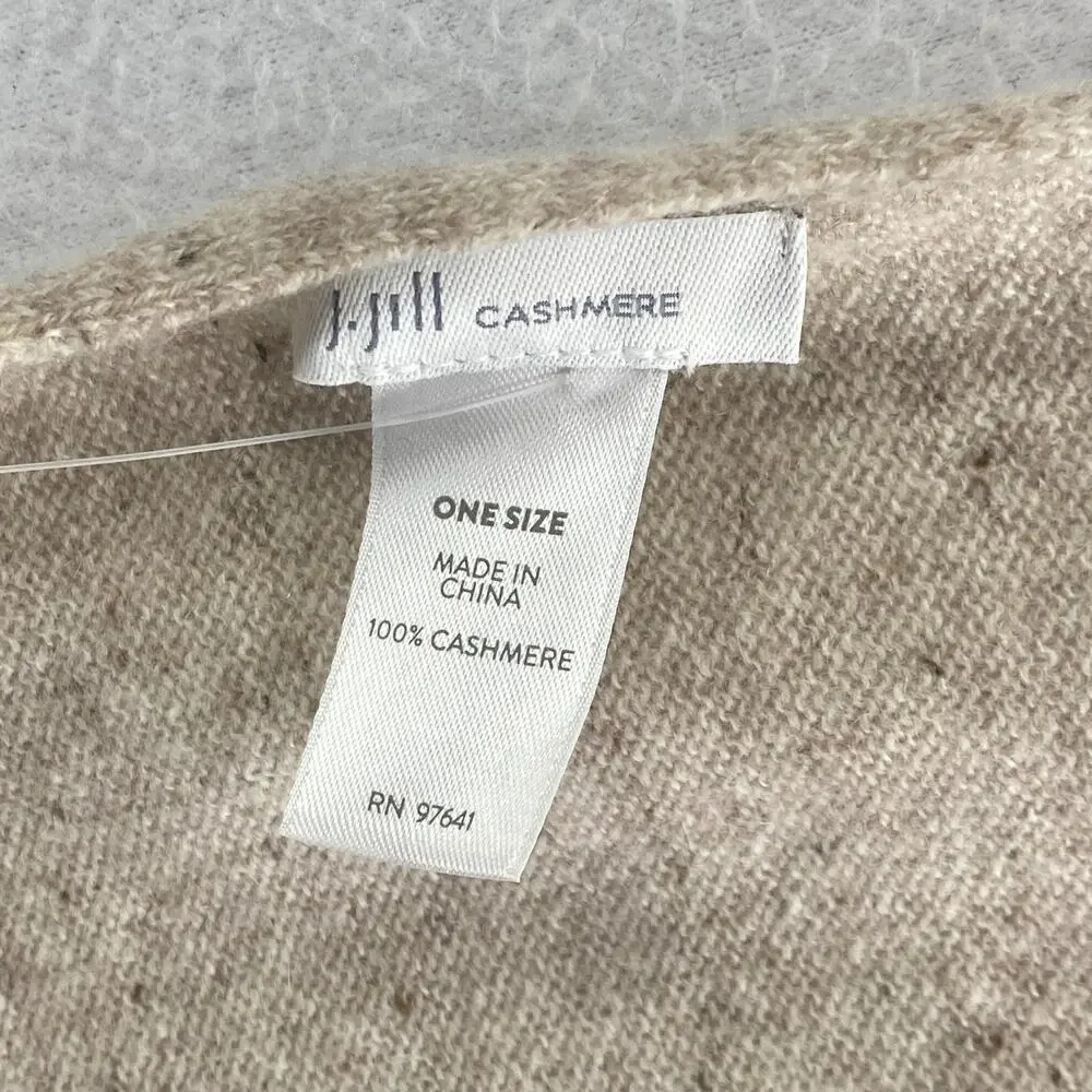 J.JILL Scarf Cashmere Sweater Knit Speckled Shawl Wrap Beige 31
